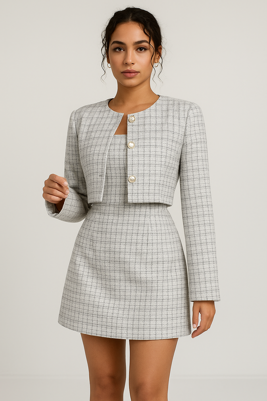 Robe blazer tweed femme avec veste assortie