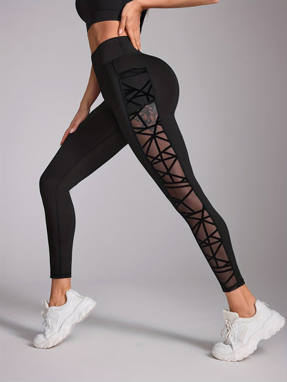 Legging anti cellulite gainant avec détails transparents et poche