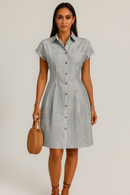 Robe chemise rayée ceinturée femme
