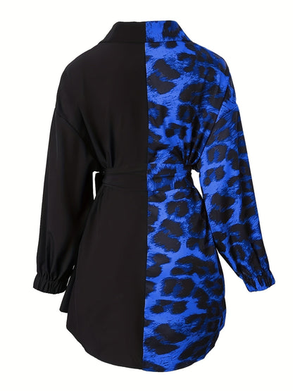 Robe chemise portefeuille imprimé léopard femme