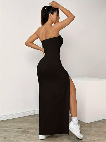 Robe bustier fendue longue femme