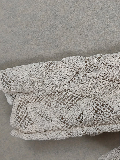 Top en maille crochet femme manches longues boutonné