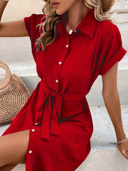 Robe chemise ceinturée femme