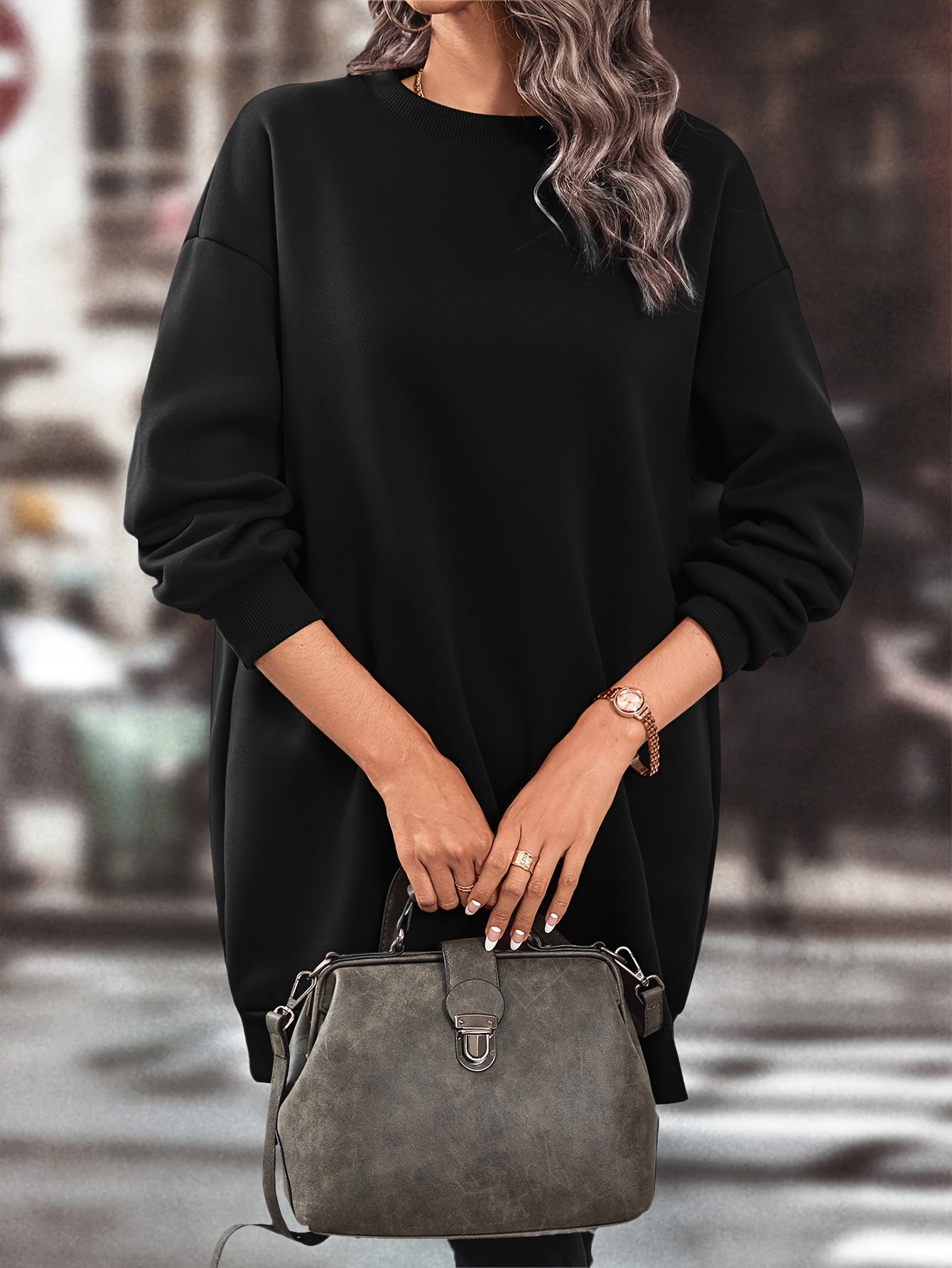 Robe pull sweat oversize femme manches longues