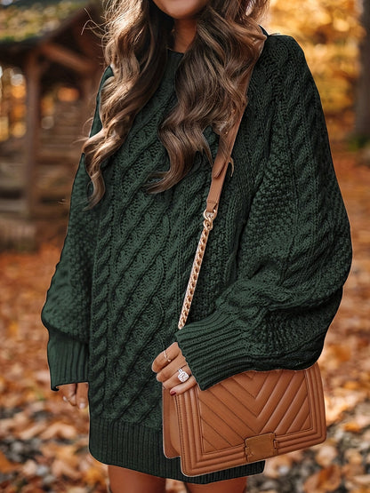 Robe pull grosse maille torsadée oversize femme