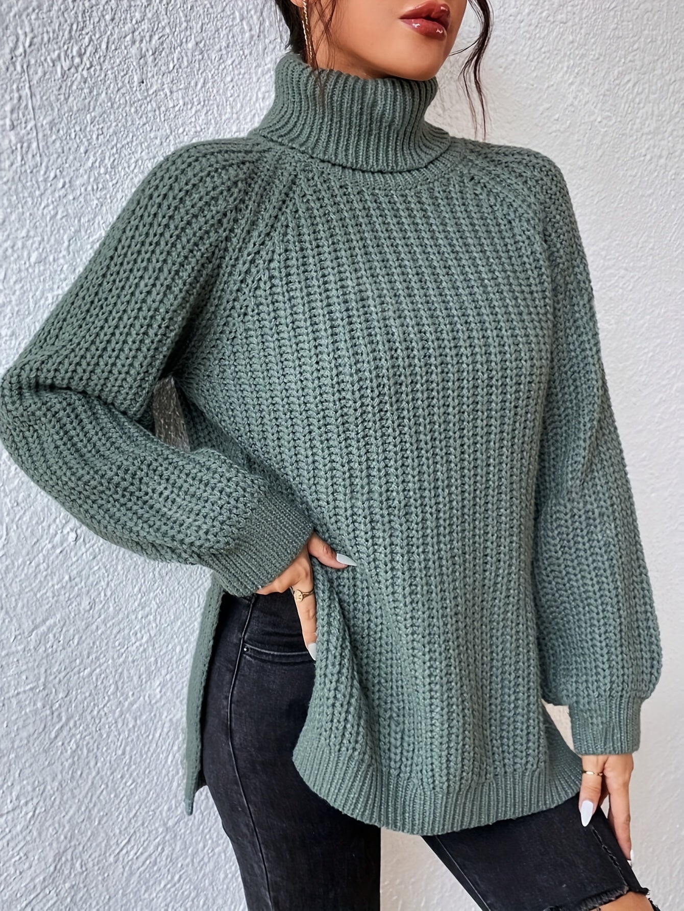 Pull chaud femme col roulé maille épaisse hiver