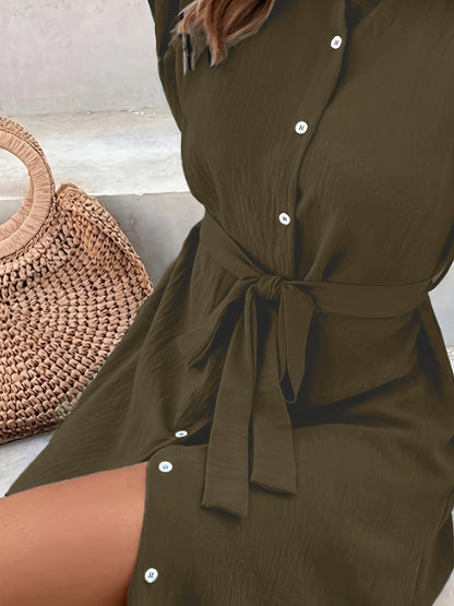 Robe chemise ceinturée femme