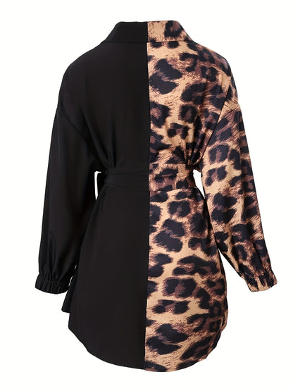 Robe chemise portefeuille imprimé léopard femme