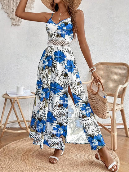 Robe longue imprimé tropical multicolore