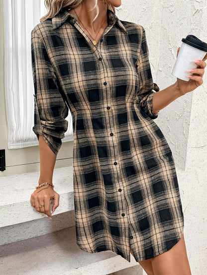 Robe chemise à carreaux femme en flanelle légère
