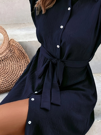 Robe chemise ceinturée femme