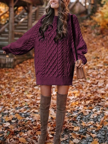 Robe pull grosse maille torsadée oversize femme