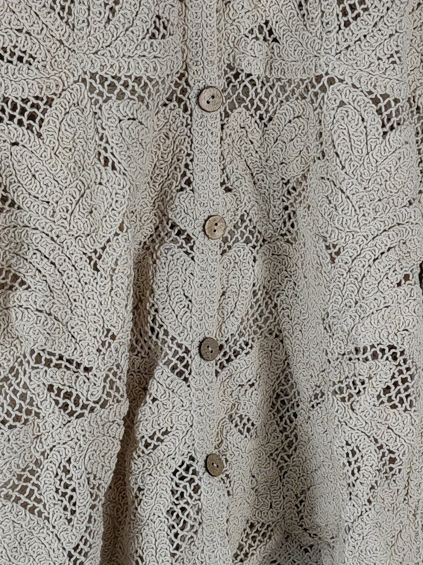 Top en maille crochet femme manches longues boutonné