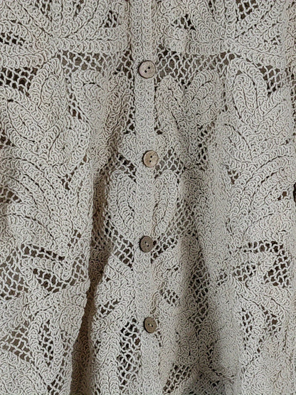 Top en maille crochet femme manches longues boutonné