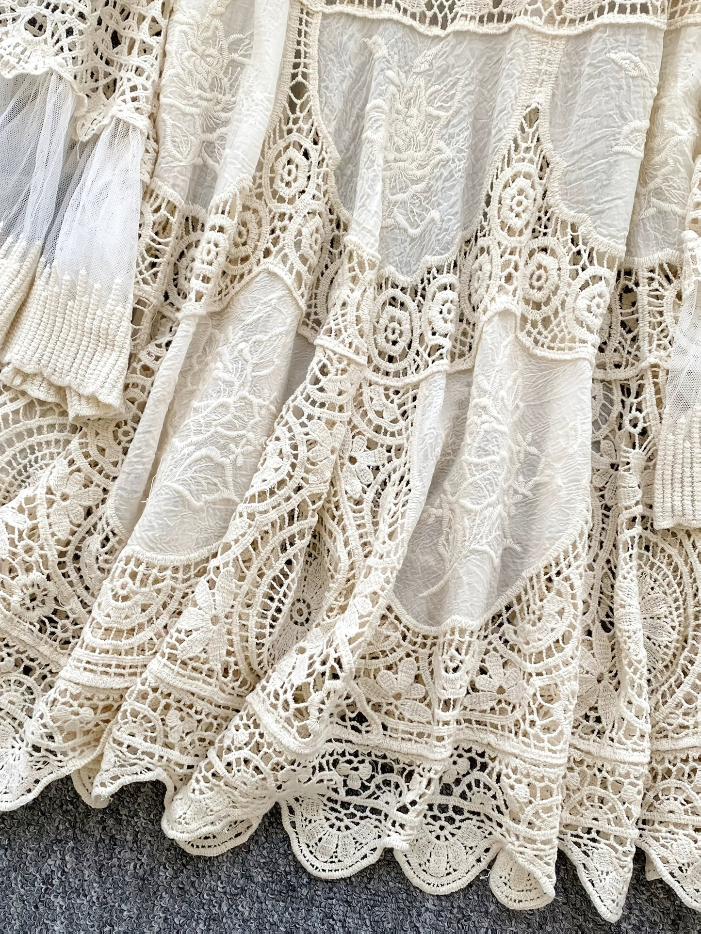 Robe bohème dentelle femme en crochet ajouré