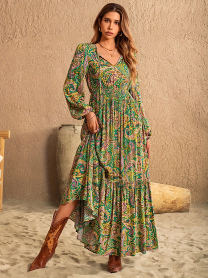 Robe bohème longue été femme à motifs paisley fluide