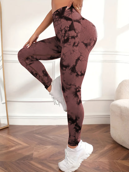 Leggings Push up imprimé marbré taille haute femme