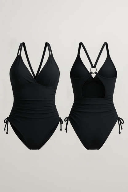 Maillot de bain 1 pièce femme élégant à bretelles croisées