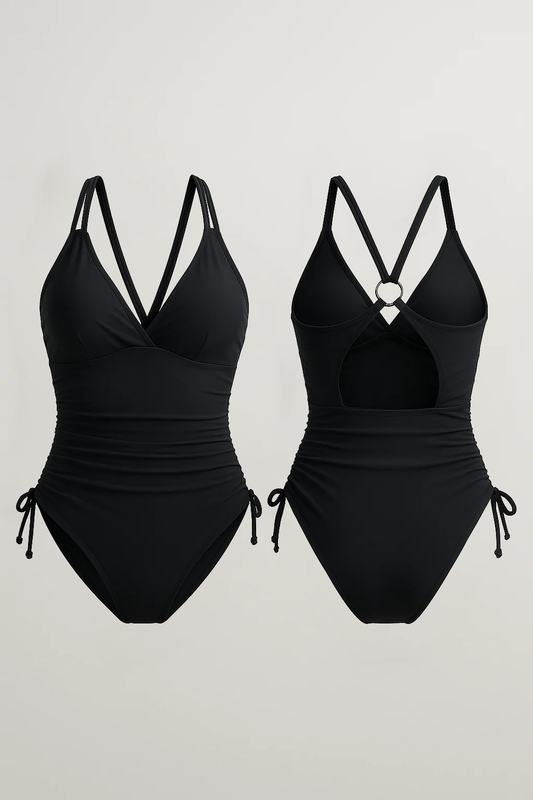 Maillot de bain 1 pièce femme élégant à bretelles croisées