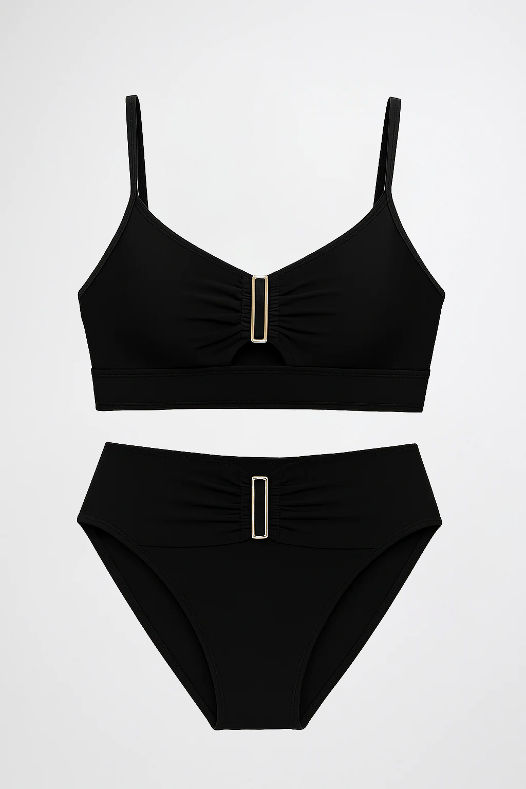 Maillot de bain 2 pièces taille haute avec boucle effet sculptant