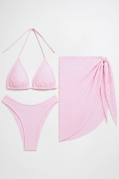 Maillot de bain 2 pièces triangle avec paréo fleuri