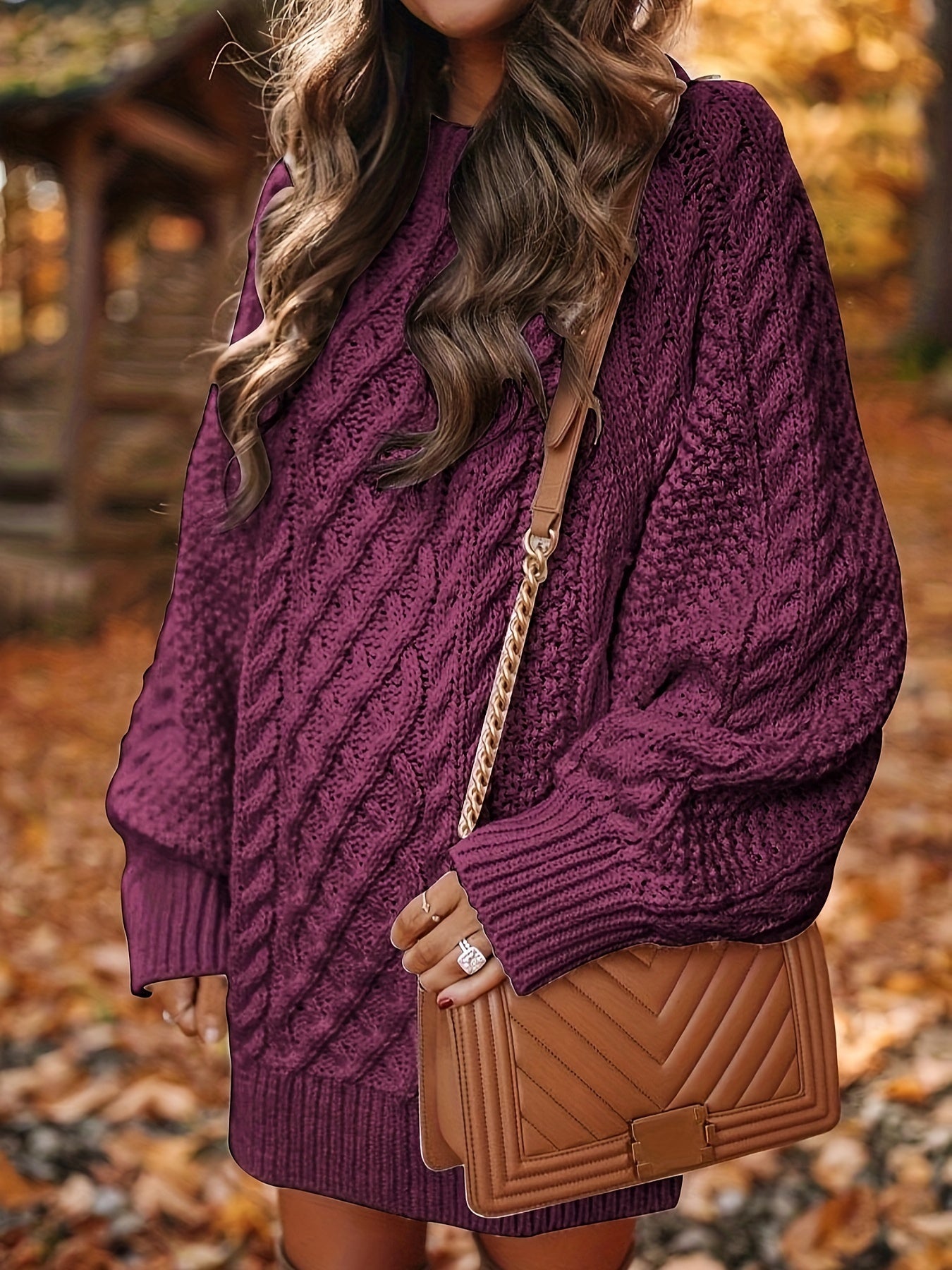 Robe pull grosse maille torsadée oversize femme