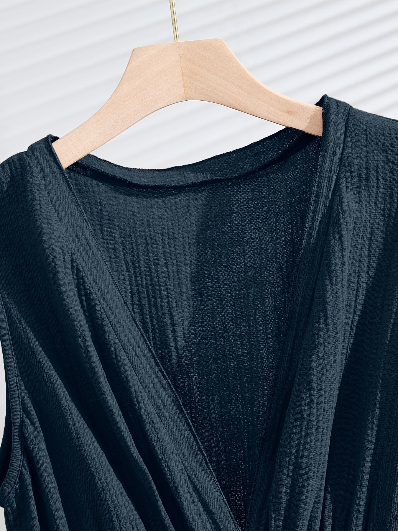Robe bohème longue sans manches femme effet lin fluide