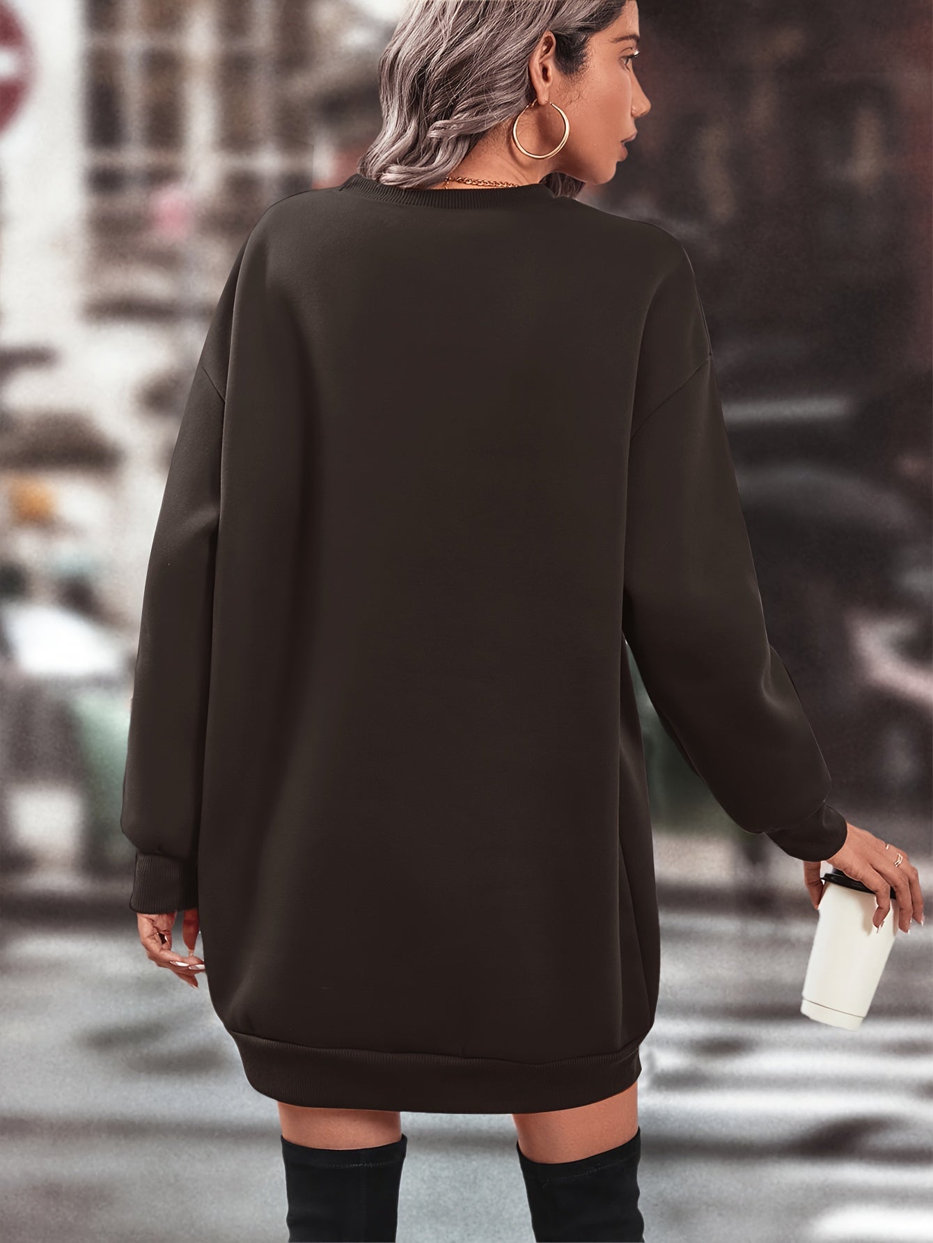 Robe pull sweat oversize femme manches longues