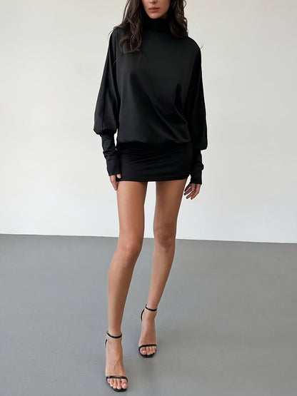 Mini robe dos nu femme manches longues