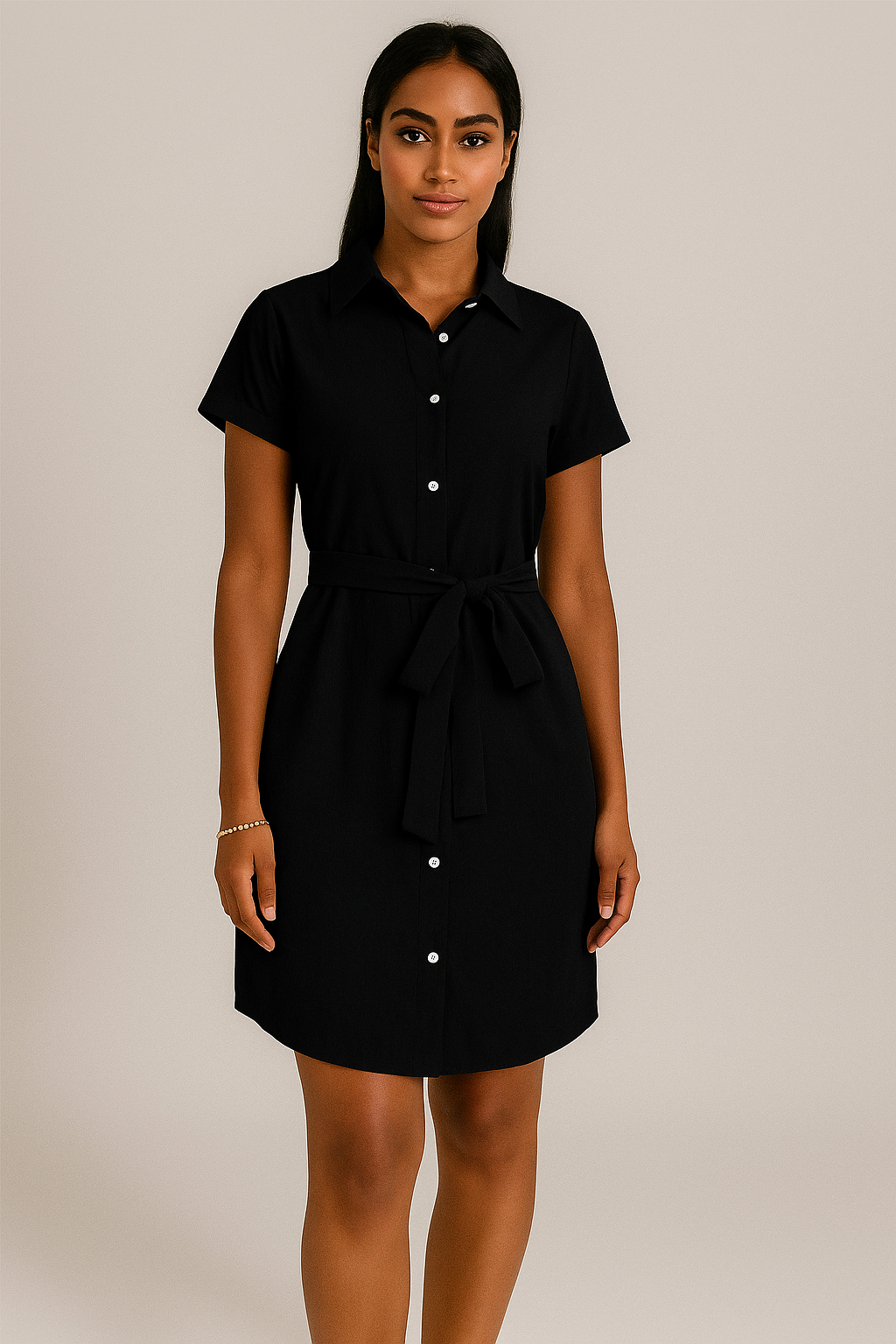 Robe chemise ceinturée femme