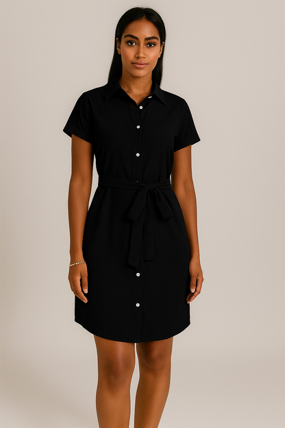 Robe chemise ceinturée femme