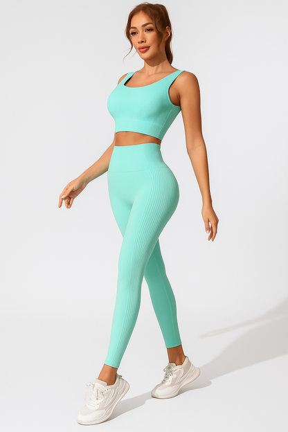 Ensemble legging push up femme avec brassière sans manches