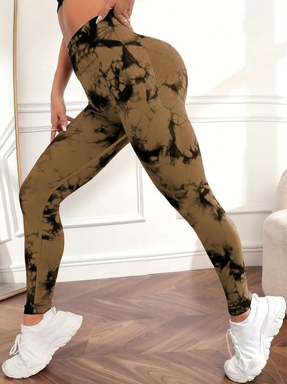 Leggings Push up imprimé marbré taille haute femme