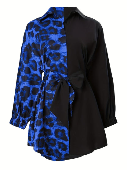 Robe chemise portefeuille imprimé léopard femme