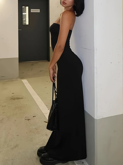 Robe longue bustier noire femme élégante