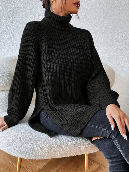 Pull chaud femme col roulé maille épaisse hiver