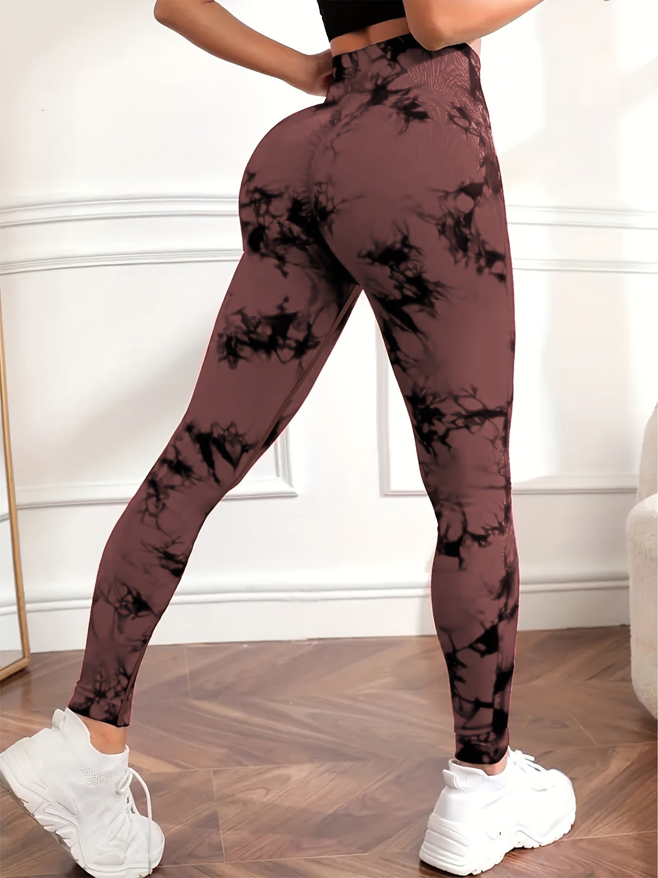 Leggings Push up imprimé marbré taille haute femme