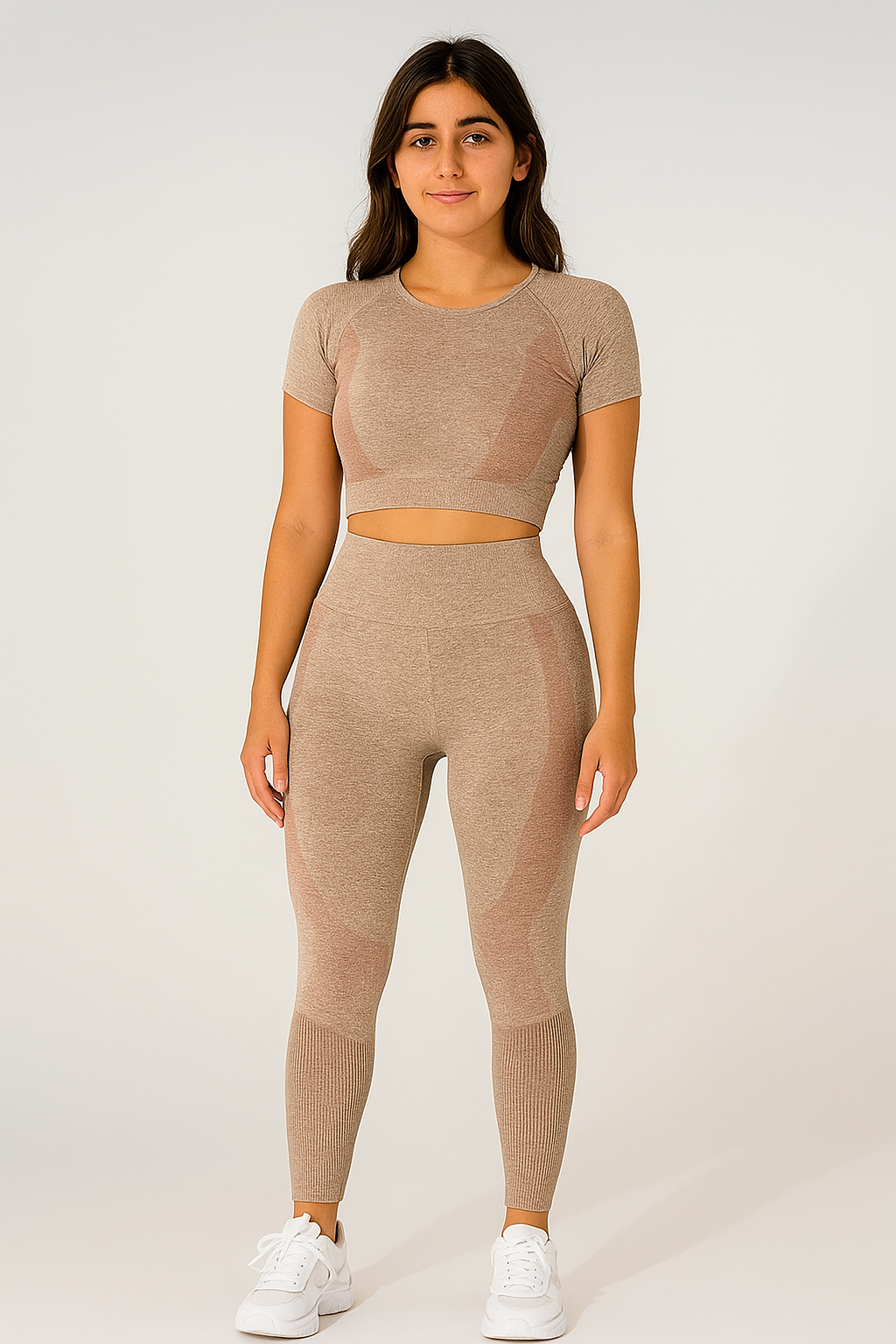 Ensemble legging push up femme avec top manches courtes sans couture