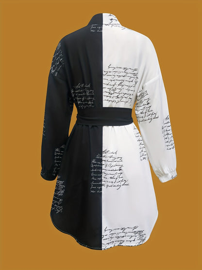 Robe chemise imprimé bicolore femme