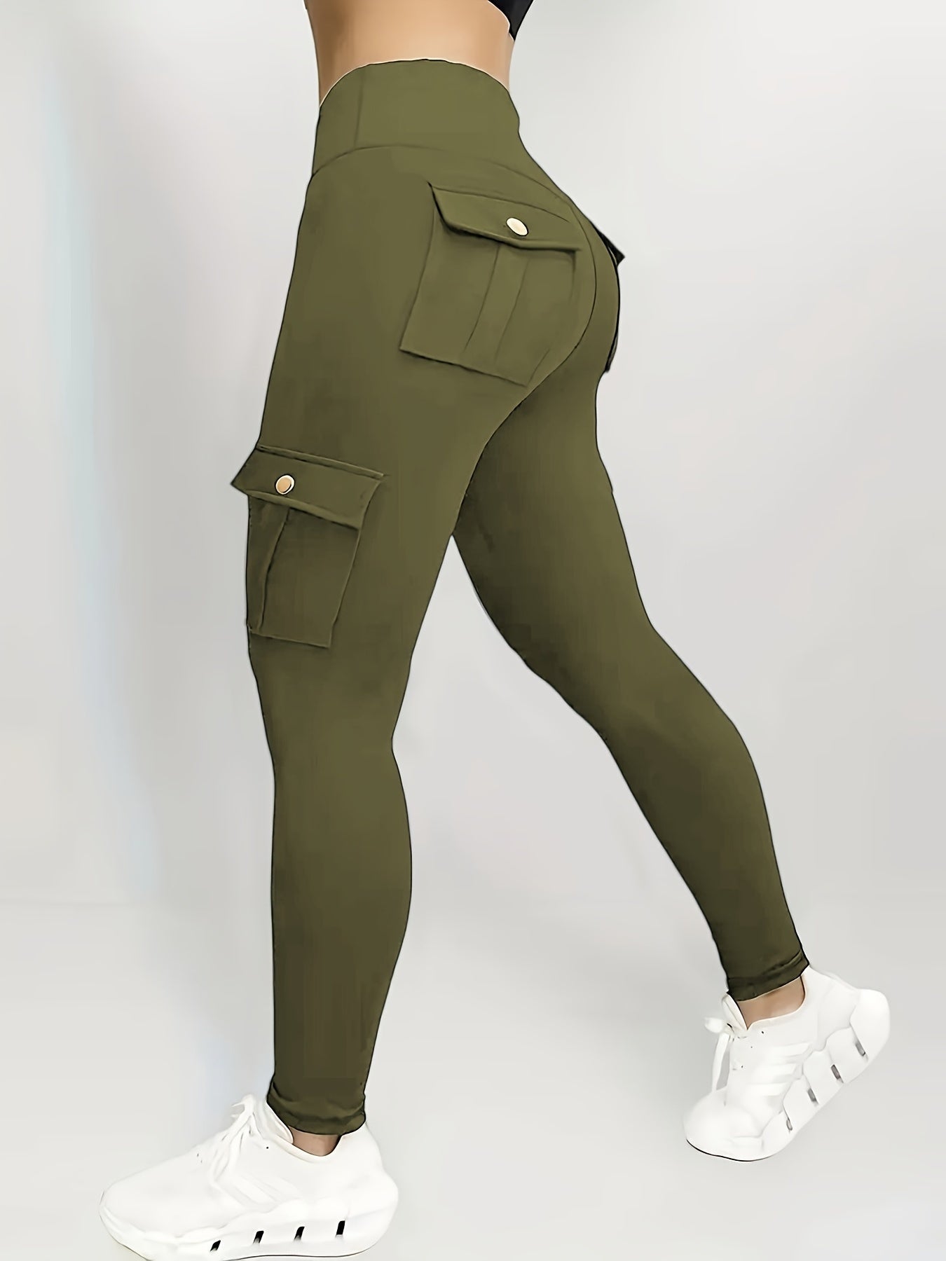 Leggings push up cargo femme taille haute avec poches