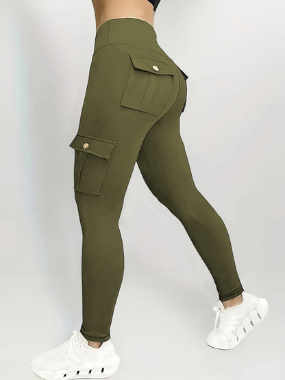 Leggings push up cargo femme taille haute avec poches