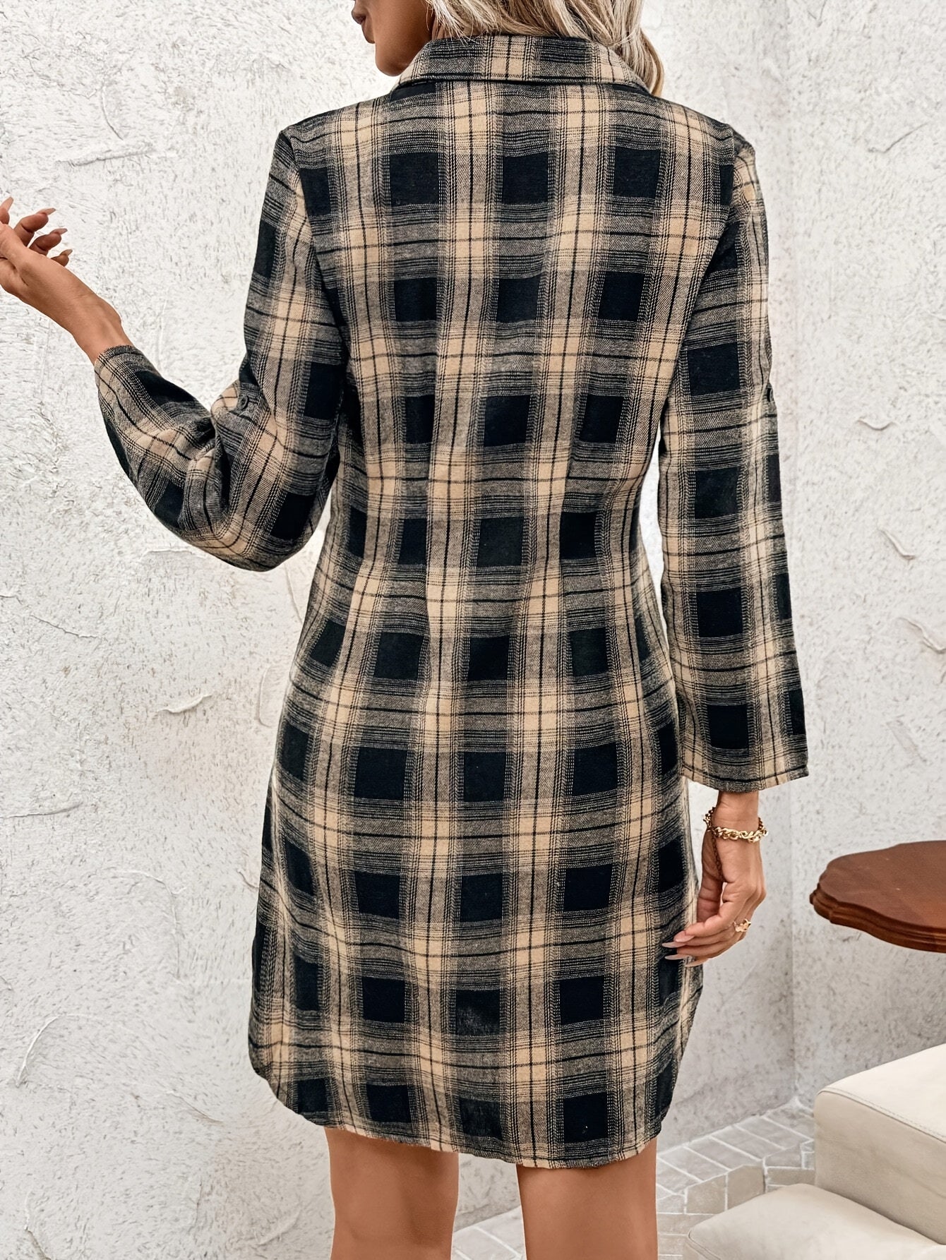 Robe chemise à carreaux femme en flanelle légère