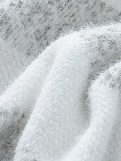 Pull chaud femme col roulé à rayures doux et cocooning