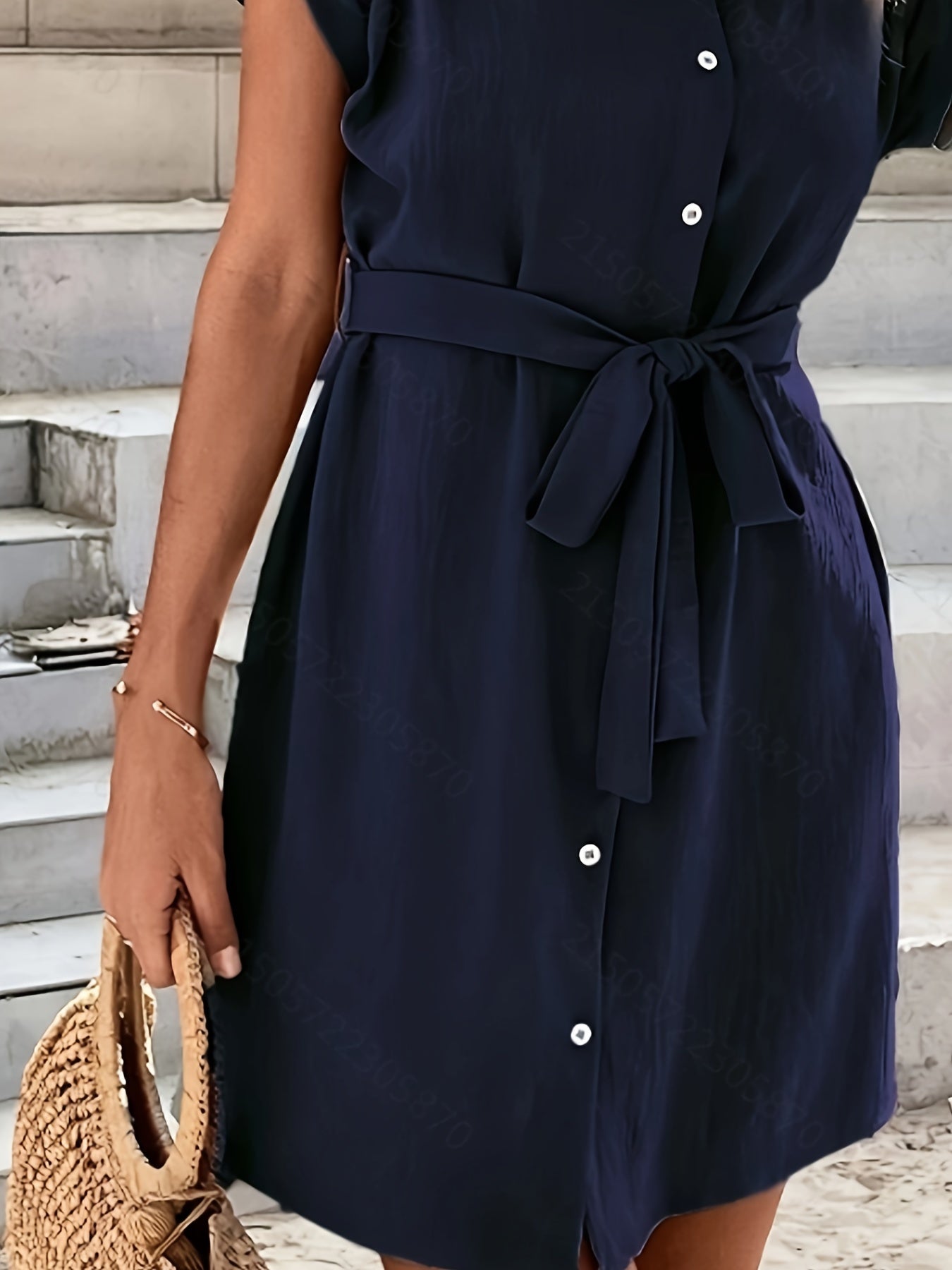 Robe chemise ceinturée femme