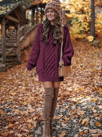 Robe pull grosse maille torsadée oversize femme