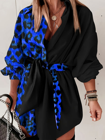 Robe chemise portefeuille imprimé léopard femme