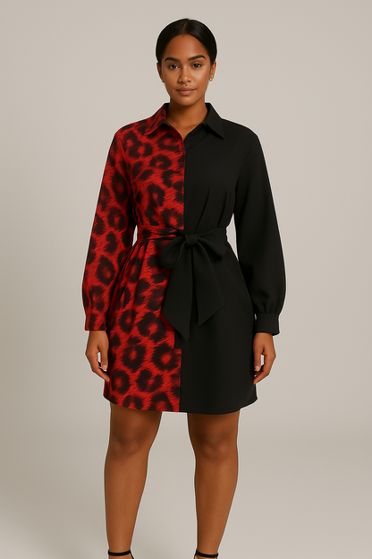 Robe chemise portefeuille imprimé léopard femme