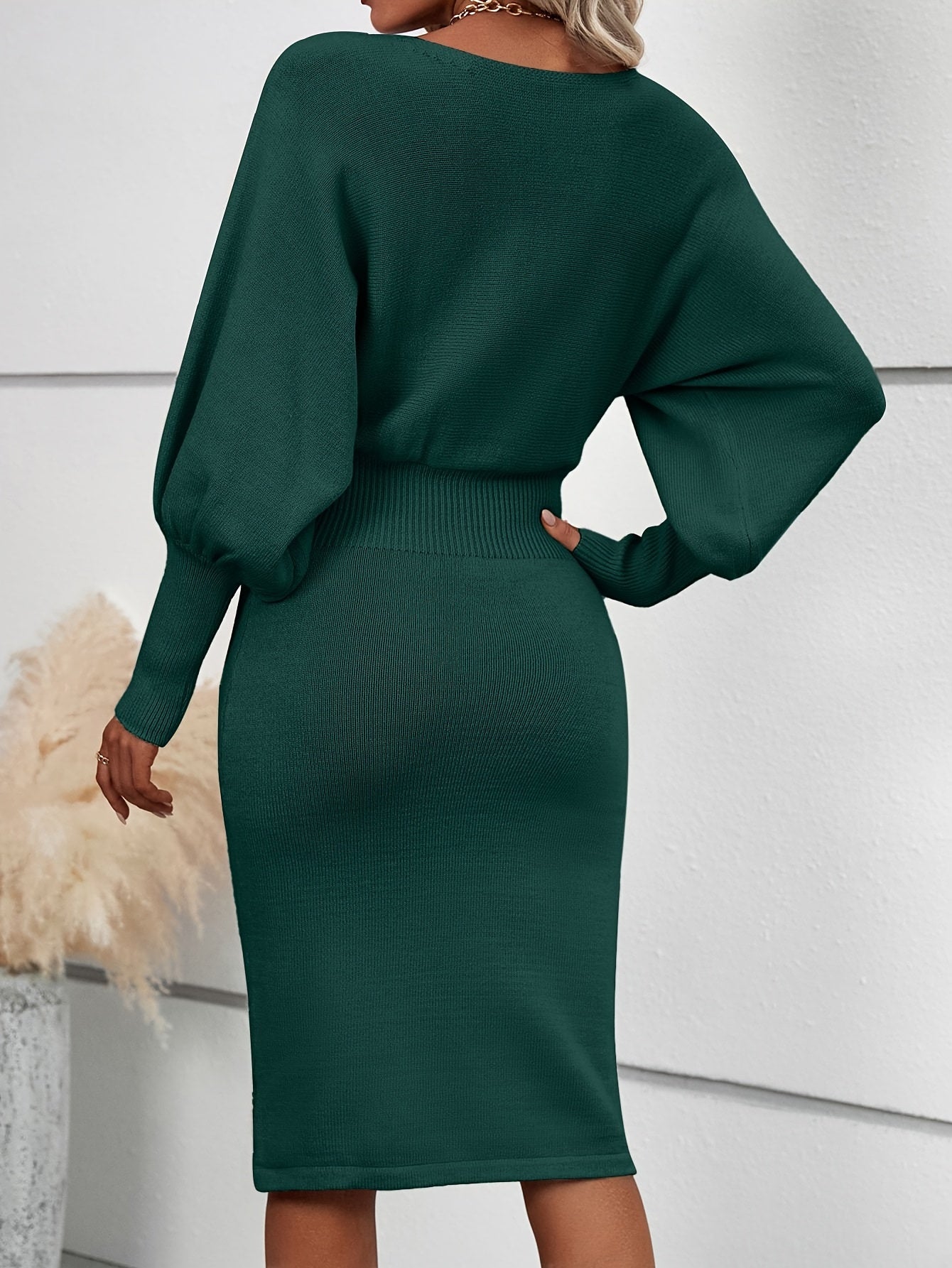 Robe pull femme manches chauve-souris coupe ajustée