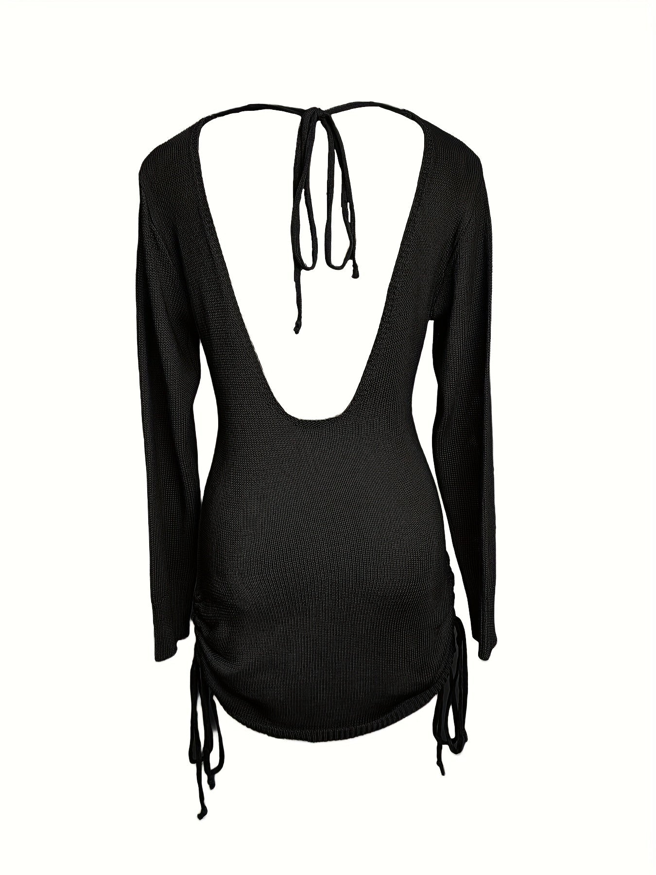 Robe pull côtelée femme à fronces
