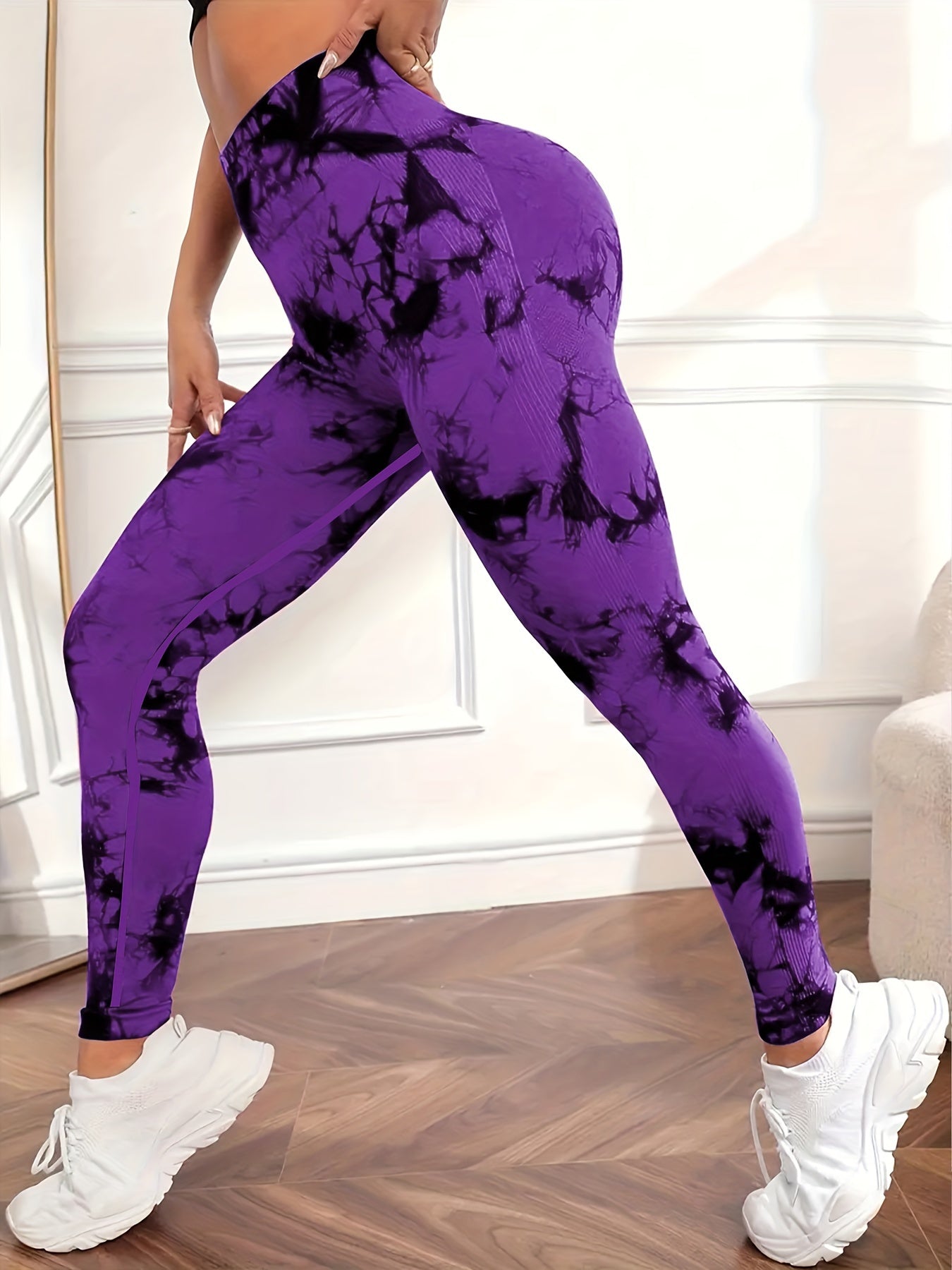 Leggings Push up imprimé marbré taille haute femme